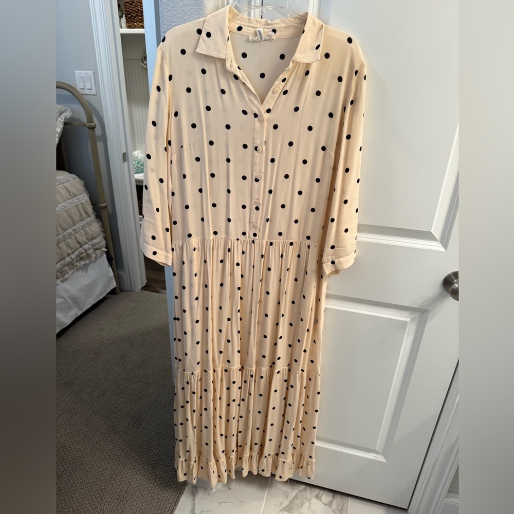 Polka Dot Cream Maxi Dress